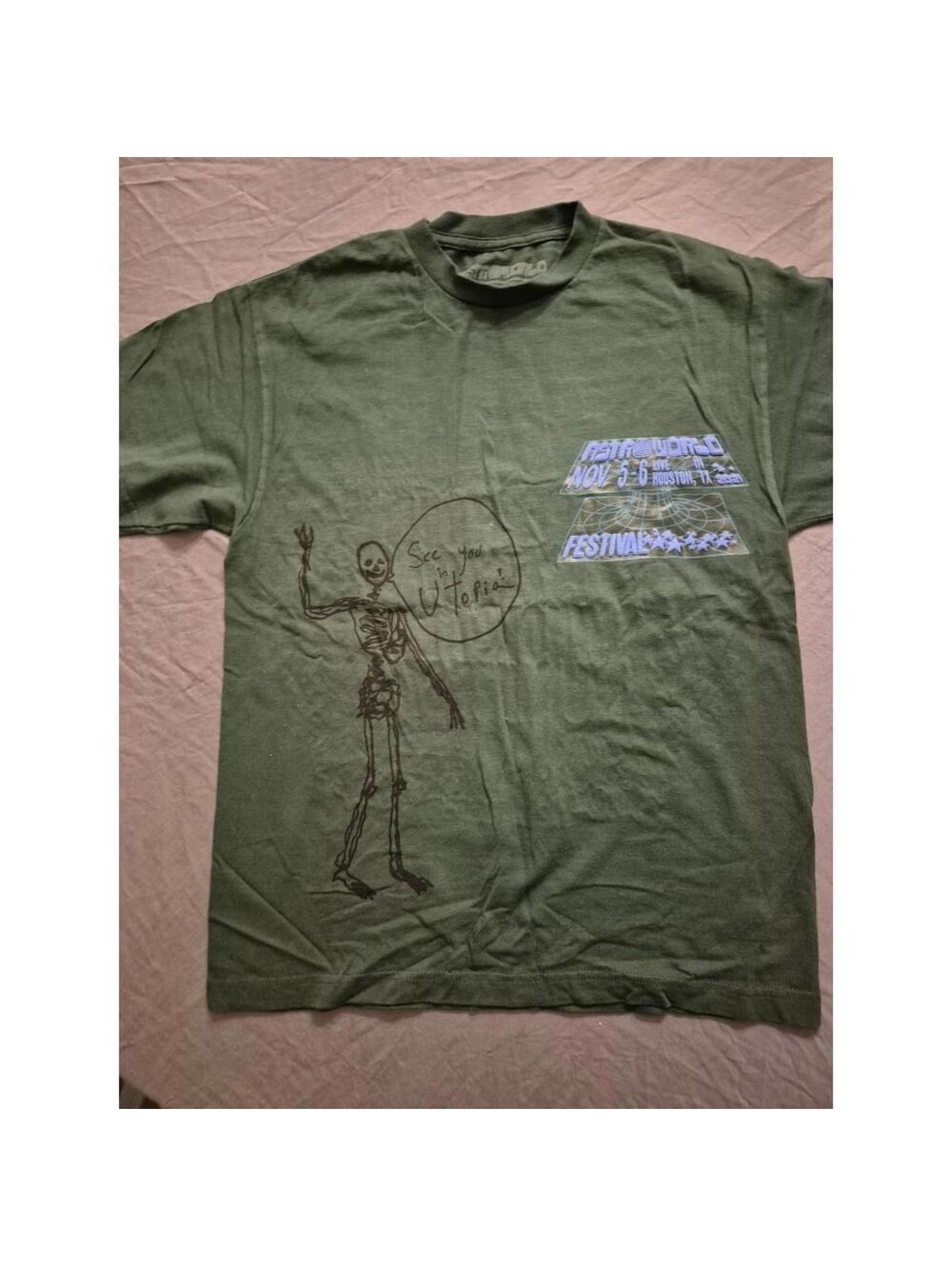 Travis Scott AstroWorld Green Tour Tee Size Small